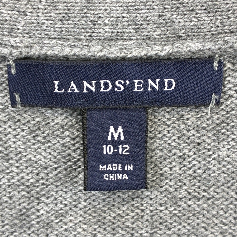 Lands End Argyle V-Neck Cardigan Sweater Womens M 10-12 Gray Wool Blend Preppy - Picture 6 of 10